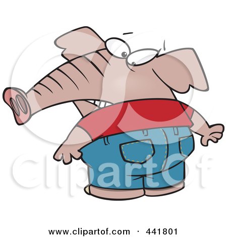 Royalty-Free (RF) Clip Art Illustration of a Cartoon Elephant With A Big Butt by toonaday