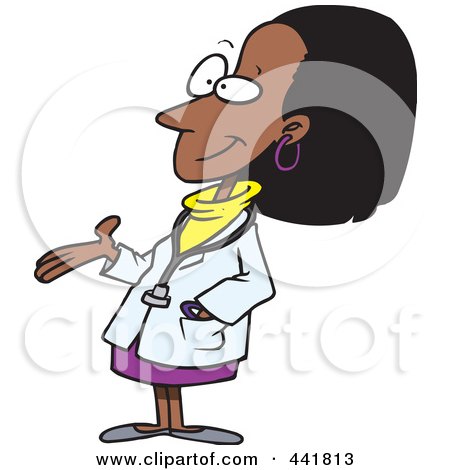Royalty-Free (RF) Clip Art Illustration of a Cartoon Black Female Doctor by toonaday