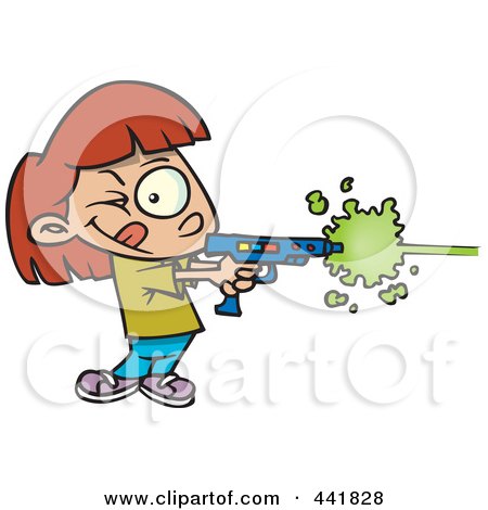 Royalty-Free (RF) Clip Art Illustration of a Cartoon Girl Playing Laser Tag by toonaday