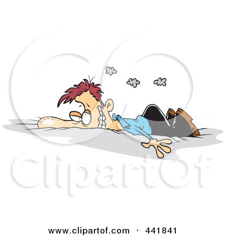 Royalty-Free (RF) Clip Art Illustration of a Cartoon Businessman Crashing Into The Ground by toonaday