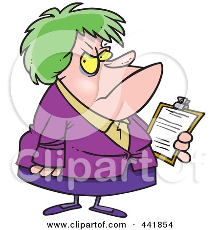 Royalty-Free (RF) Clip Art Illustration of a Cartoon Ugly Female Boss by toonaday