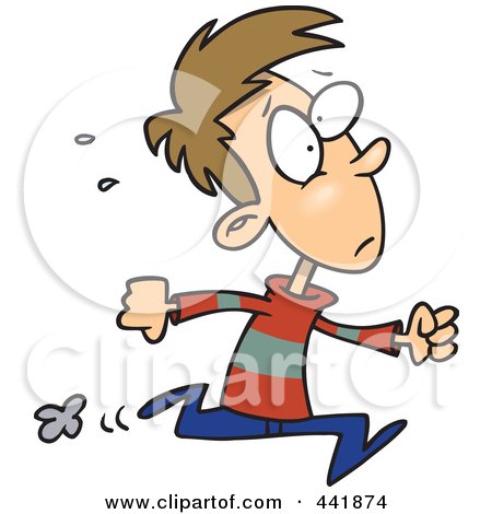 Royalty-Free (RF) Clip Art Illustration of a Cartoon Late Boy Running by toonaday