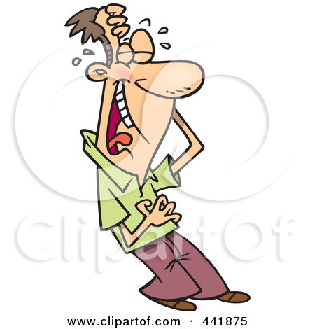 Royalty-Free (RF) Clip Art Illustration of a Cartoon Man Laughing And Holding His Belly by toonaday