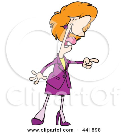 Royalty-Free (RF) Clip Art Illustration of a Cartoon Businesswoman Laughing And Pointing by toonaday