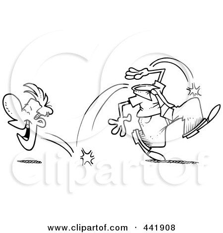 Royalty-Free (RF) Clip Art Illustration of a Cartoon Black And White Outline Design Of A Businessman Laughing His Head Off by toonaday