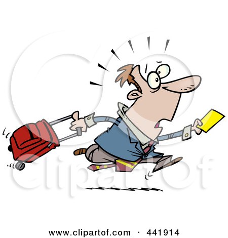Royalty-Free (RF) Clip Art Illustration of a Cartoon Businessman Running Late For A Flight by toonaday