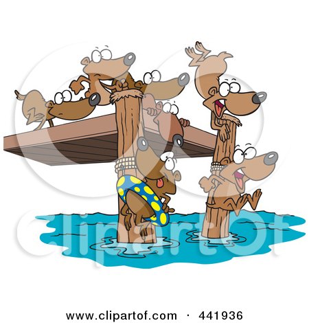 Royalty-Free (RF) Clip Art Illustration of Cartoon Swimming Lemmings by toonaday