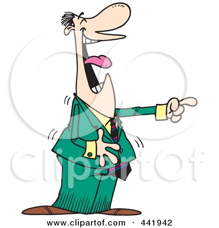 Royalty-Free (RF) Clip Art Illustration of a Cartoon Businessman Laughing And Pointing by toonaday