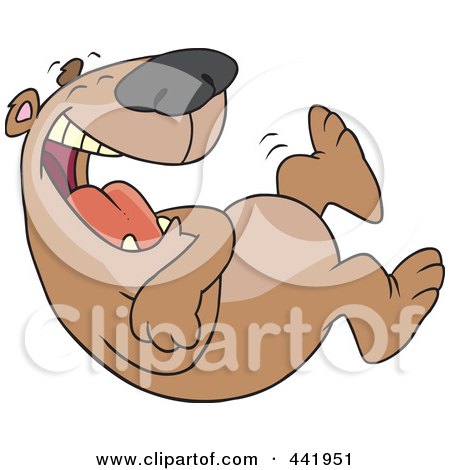 Royalty-Free (RF) Clip Art Illustration of a Cartoon Bear Laughing by toonaday