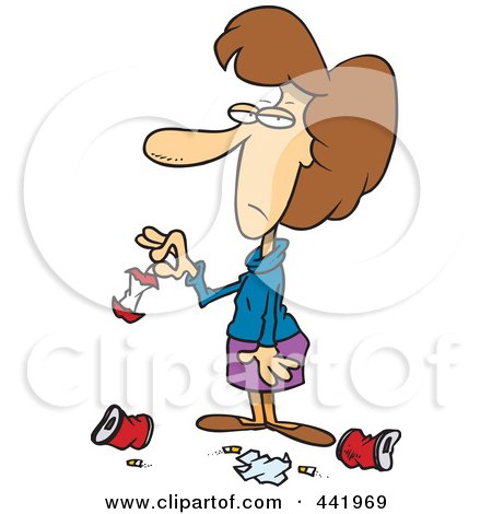 Royalty-Free (RF) Clip Art Illustration of a Cartoon Woman Standing In Litter by toonaday