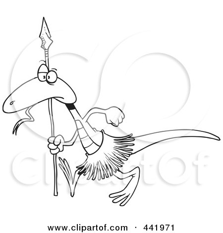 Royalty-Free (RF) Clip Art Illustration of a Cartoon Black And White Outline Design Of A Lizard Guard by toonaday