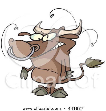 Royalty-Free (RF) Clip Art Illustration of a Cartoon Stinky Bull by toonaday
