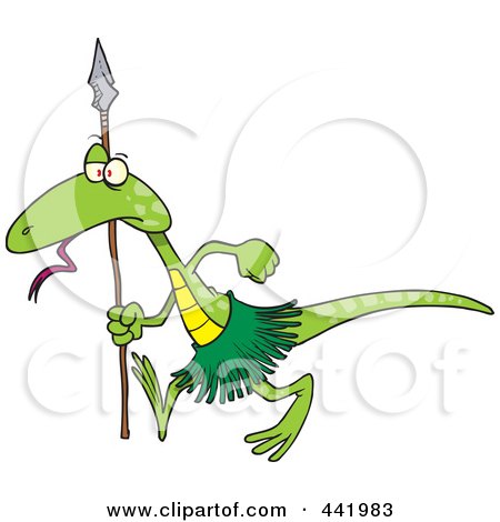 Royalty-Free (RF) Clip Art Illustration of a Cartoon Lizard Guard by toonaday