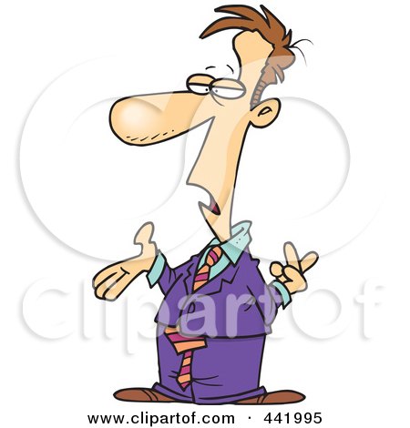 Royalty-Free (RF) Clip Art Illustration of a Cartoon Lying Businessman Crossing His Fingers by toonaday