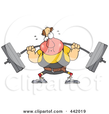 Royalty-Free (RF) Clip Art Illustration of a Cartoon Man Lifting A Barbell by toonaday
