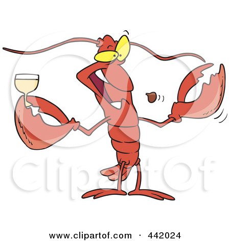 Royalty-Free (RF) Clip Art Illustration of a Cartoon Lobster Drinking Wine by toonaday