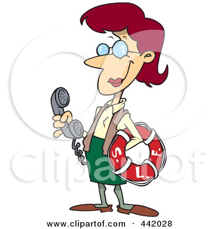 Royalty-Free (RF) Clip Art Illustration of a Cartoon Female Librarian Holding A Life Buoy by toonaday