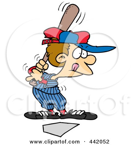 Royalty-Free (RF) Clip Art Illustration of a Cartoon Baseball Boy Up For Bat by toonaday