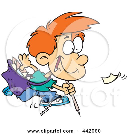 Royalty-Free (RF) Clip Art Illustration of a Cartoon Boy Picking Up Litter by toonaday