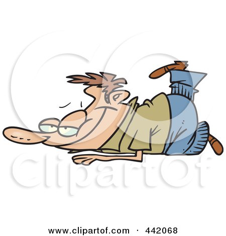 Royalty-Free (RF) Clip Art Illustration of a Cartoon Man Relaxing On The Ground by toonaday