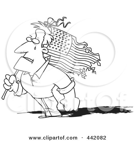 Royalty-Free (RF) Clip Art Illustration of a Cartoon Black And White Outline Design Of A Man Re-Writing His Resolutions by toonaday
