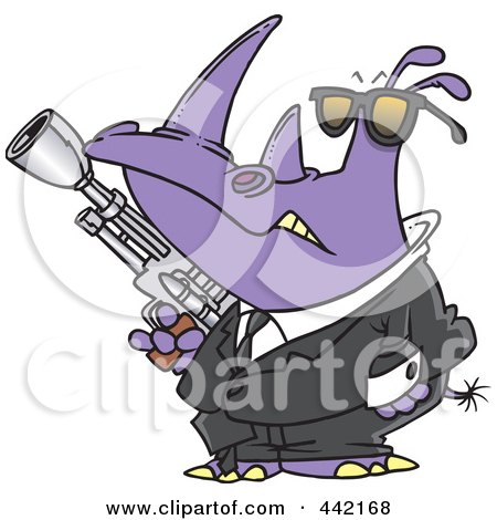 Royalty-Free (RF) Clip Art Illustration of a Cartoon Rhino In A Black Suit by toonaday