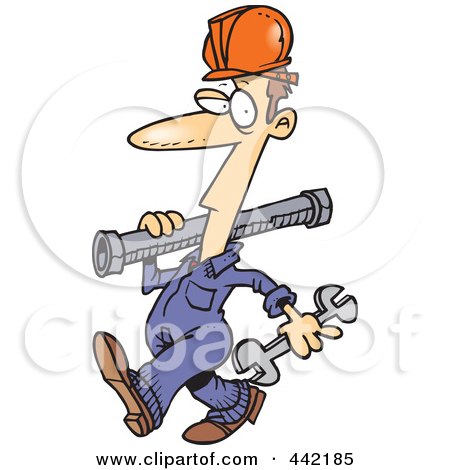 Royalty-Free (RF) Clip Art Illustration of a Cartoon Pipe Rigger by toonaday