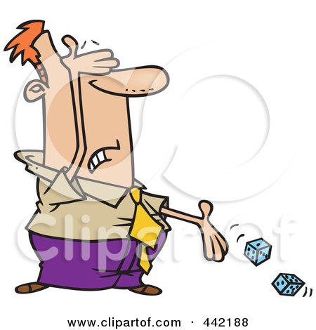 Royalty-Free (RF) Clip Art Illustration of a Cartoon Businessman Rolling Dice by toonaday