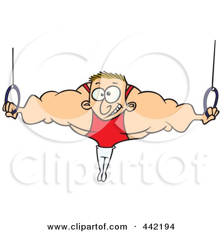 Royalty-Free (RF) Clip Art Illustration of a Cartoon Strong Olympic Man On The Rings by toonaday