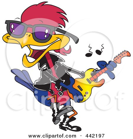 Royalty-Free (RF) Clip Art Illustration of a Cartoon Rocker Robin by toonaday