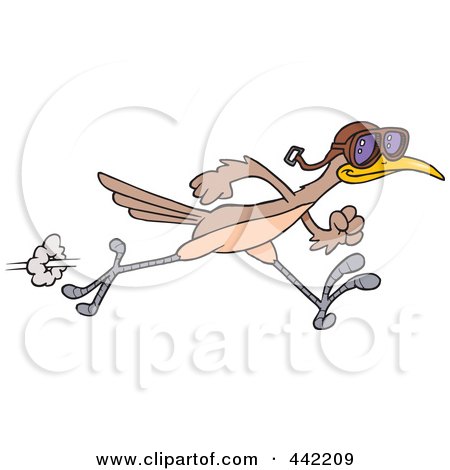 Royalty-Free (RF) Clip Art Illustration of a Cartoon Roadrunner Wearing Goggles by toonaday