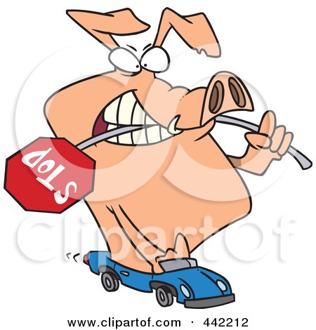 Royalty-Free (RF) Clip Art Illustration of a Cartoon Road Hog Driving A Car by toonaday