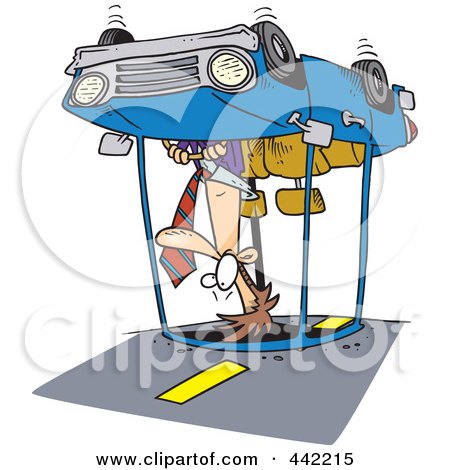 Royalty-Free (RF) Clip Art Illustration of a Cartoon Man Rolling His Car by toonaday