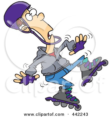 Royalty-Free (RF) Clip Art Illustration of a Cartoon Man Roller Blading by toonaday