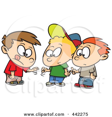 Royalty-Free (RF) Clip Art Illustration of a Cartoon Group Of Boys Playing Rock Paper Scissors by toonaday