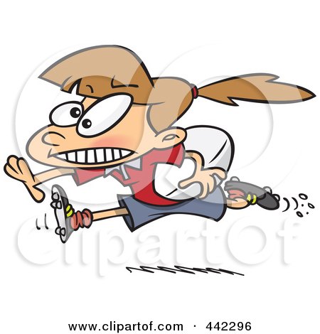 Royalty-Free (RF) Clip Art Illustration of a Cartoon Rugby Girl Running With A Ball by toonaday