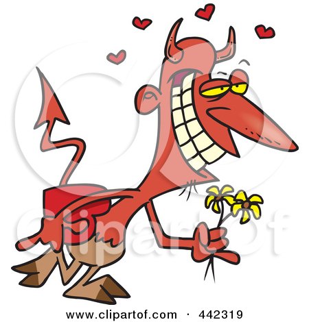 Royalty-Free (RF) Clip Art Illustration of a Cartoon Romantic Devil With Candy by toonaday
