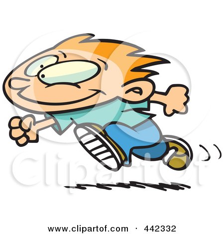 Royalty-Free (RF) Clip Art Illustration of a Cartoon Running Boy by toonaday