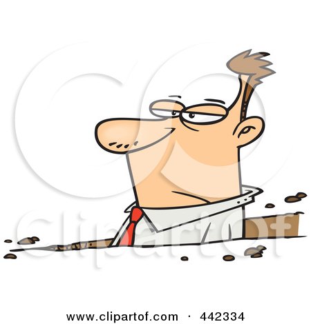 Royalty-Free (RF) Clip Art Illustration of a Cartoon Businessman Stuck In A Rut by toonaday