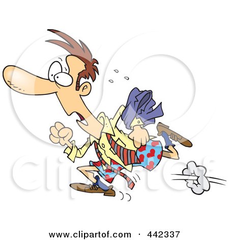 Royalty-Free (RF) Clip Art Illustration of a Cartoon Businessman Rushing by toonaday