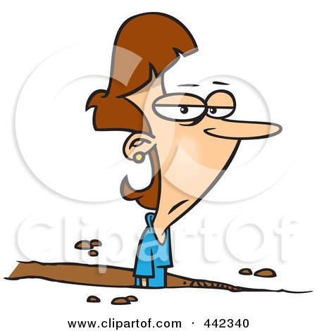 Royalty-Free (RF) Clip Art Illustration of a Cartoon Woman Stuck In A Rut by toonaday