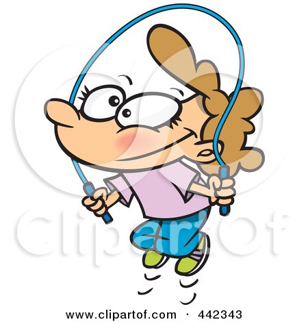 Royalty-Free (RF) Clip Art Illustration of a Cartoon Girl Jump Roping by toonaday