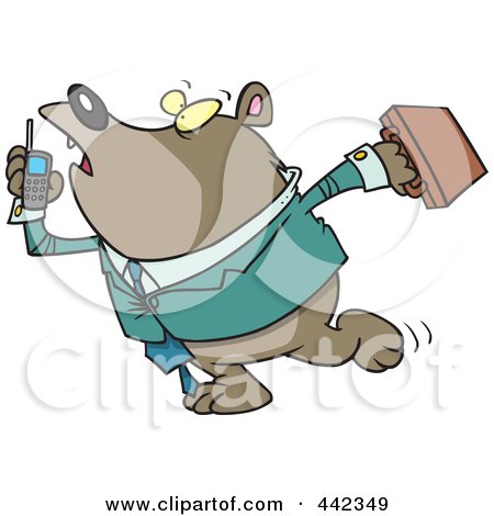 Royalty-Free (RF) Clip Art Illustration of a Cartoon Rushed Business Bear by toonaday