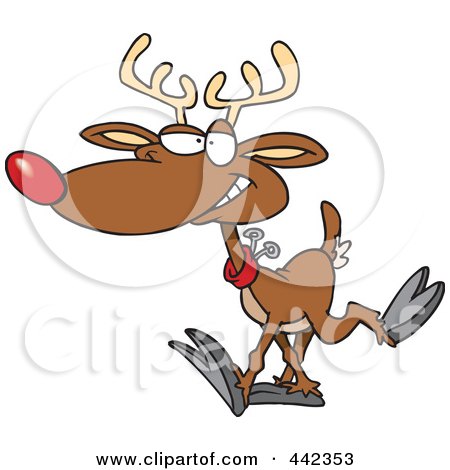 Royalty-Free (RF) Clip Art Illustration of a Cartoon Reindeer Walking by toonaday