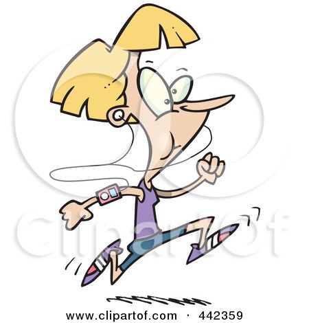 Royalty-Free (RF) Clip Art Illustration of a Cartoon Runner With An Mp3 Player by toonaday