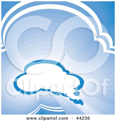Clipart Illustration of a Website Background Of A Blue Cloud Thought Balloon In A Sky by kaycee