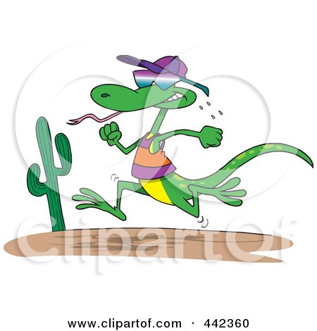 Royalty-Free (RF) Clip Art Illustration of a Cartoon Running Lizard by toonaday