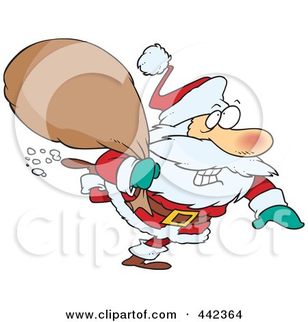 Royalty-Free (RF) Clip Art Illustration of a Cartoon Rushed Santa by toonaday