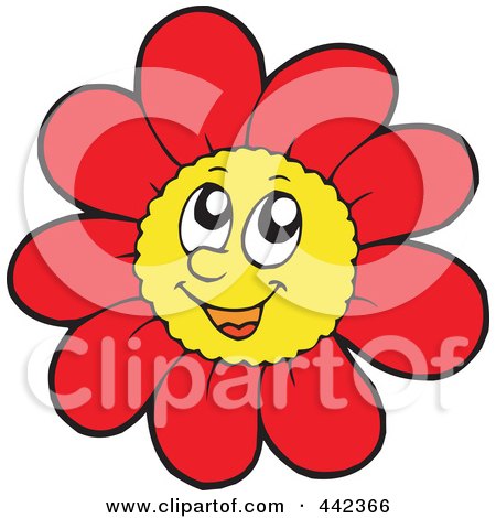 Royalty-Free (RF) Clip Art Illustration of a Happy Red Flower Character by visekart