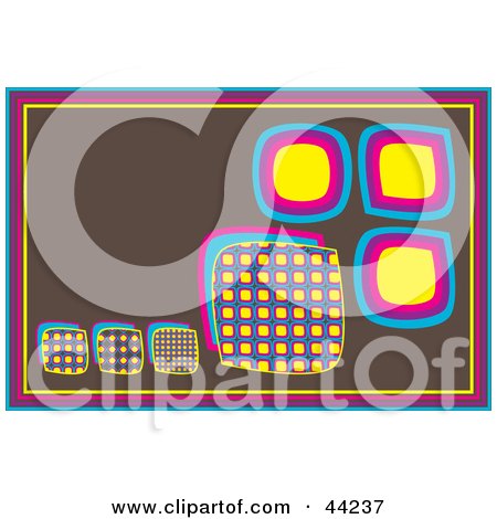 Clipart Illustration of a Brown Retro Website Background Of Colorful Boxes by kaycee